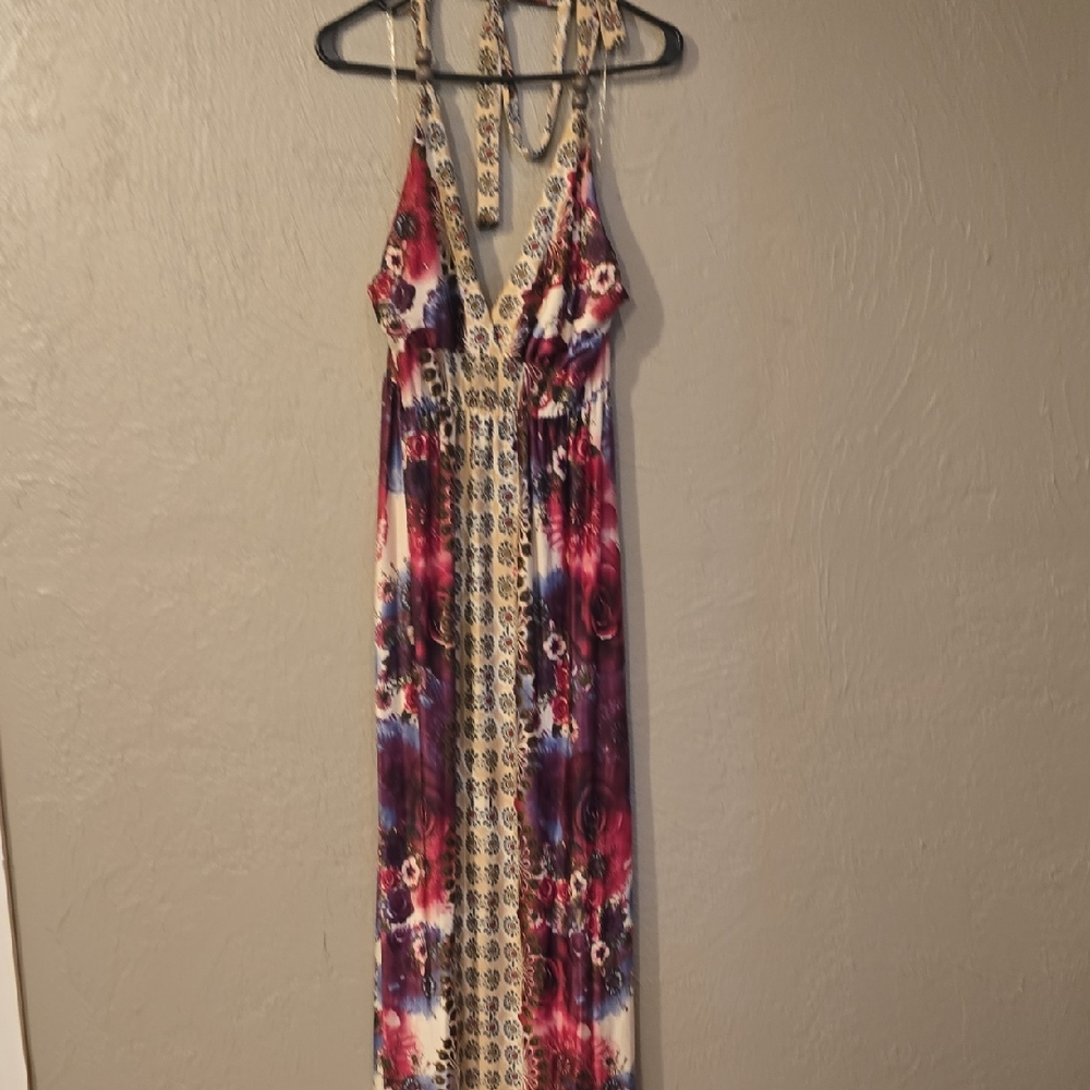 Magic Purple and Cream Maxi Dress